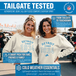 Detroit Lions NFL Womens Big Date French Terry Slouchy Top - Natural