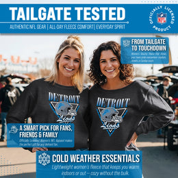 Detroit Lions NFL Womens Retro Triangle French Terry Slouchy Top- Raglan Sleeves - Heather Charcoal