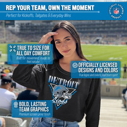 Detroit Lions NFL Womens Retro Triangle French Terry Slouchy Top- Raglan Sleeves - Heather Charcoal