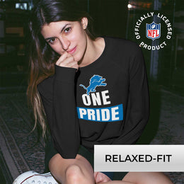 Detroit Lions NFL Womens Plus Size Team Slogan Crew Neck - Black