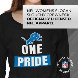 Detroit Lions NFL Womens Plus Size Team Slogan Crew Neck - Black