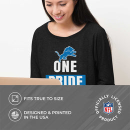 Detroit Lions NFL Womens Plus Size Team Slogan Crew Neck - Black