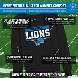 Detroit Lions NFL Womens Team Block French Terry Slouchy Top - Charcoal