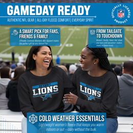 Detroit Lions NFL Womens Team Block French Terry Slouchy Top - Charcoal