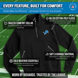Detroit Lions NFL Adult Unisex Team Logo Quarter Zip Pullover Sweatshirt - Black