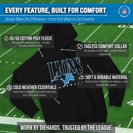 Detroit Lions NFL Adult Unisex Overtime Blueprint Soft Fleece Hooded Sweatshirt - Black