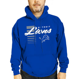Detroit Lions NFL Adult Unisex Retro Script Ultra Soft Fleece Hooded Sweatshirt - Royal