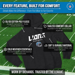 Detroit Lions Adult NFL Football Helmet Heather Hooded Sweatshirt  - Charcoal