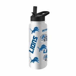 Detroit Lions NFL 34oz Quencher Stainless Steel Insulated Water Bottle - White