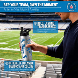 Detroit Lions NFL 34oz Quencher Stainless Steel Insulated Water Bottle - White