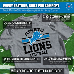 Detroit Lions NFL Youth Property Of Short Sleeve Lightweight T Shirt - Sport Gray