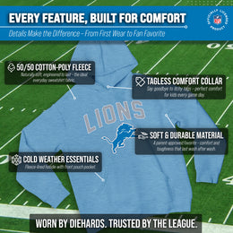 Detroit Lions NFL Youth Home Team Hoodie- Kids Hooded Sweatshirt - Light Blue