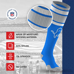 Detroit Lions NFL Adult Knee High-Performance Socks - Light Blue
