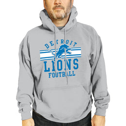 Detroit Lions NFL Team Stripe Hooded Sweatshirt- Soft Pullover Sports Hoodie For Men & Women - Sport Gray