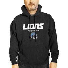 Detroit Lions Adult NFL Football Helmet Heather Hooded Sweatshirt  - Charcoal