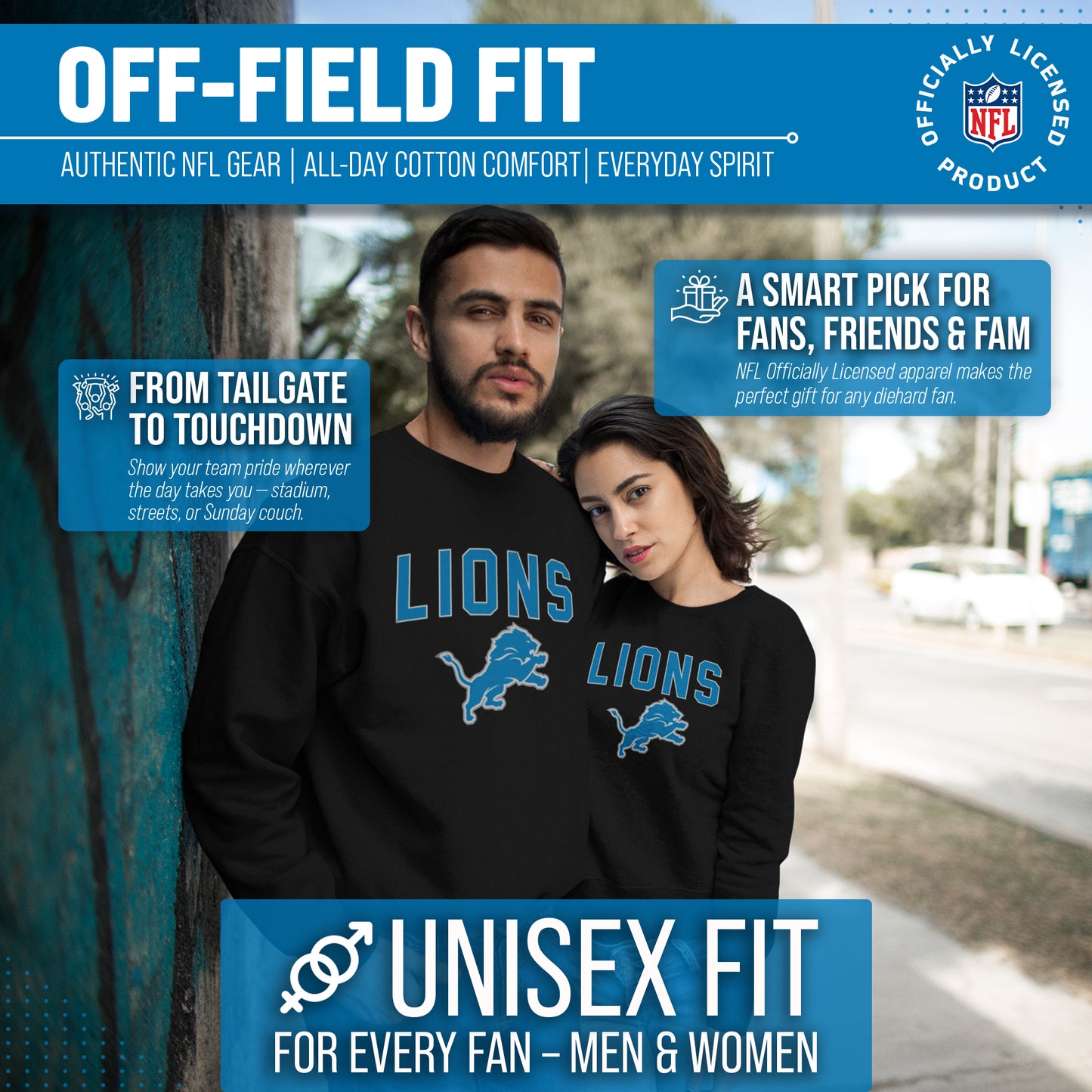 Detroit Lions NFL Home Team Crew - Black