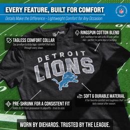 Detroit Lions NFL Starting Fresh Short Sleeve Heather T-Shirt - Black