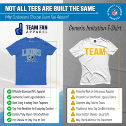 Detroit Lions NFL Adult All Star Heather Tag-Less T-Shirt - Blue Heather
