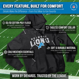 Detroit Lions NFL Adult Unisex Starting Fresh Ultra Soft Fleece Hooded Sweatshirt - Black Heather