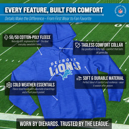 Detroit Lions NFL Adult Unisex Starting Fresh Ultra Soft Fleece Hooded Sweatshirt - Royal
