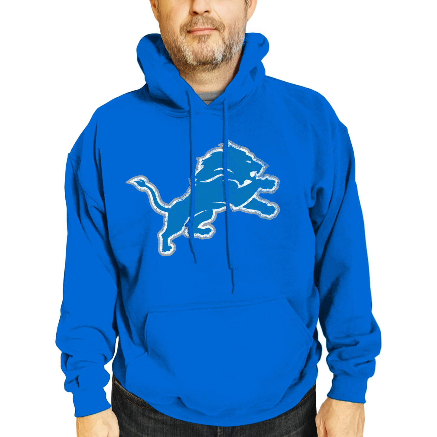 Detroit Lions NFL Adult Unisex Modern Throwback Ultra Soft Fleece Hooded Sweatshirt - Blue