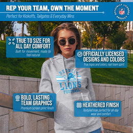 Detroit Lions NFL Team Stripe Hooded Sweatshirt- Soft Pullover Sports Hoodie For Men & Women - Sport Gray