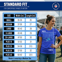 Detroit Lions NFL Womens Overtime Blueprint Tag-Less T-Shirt - Royal