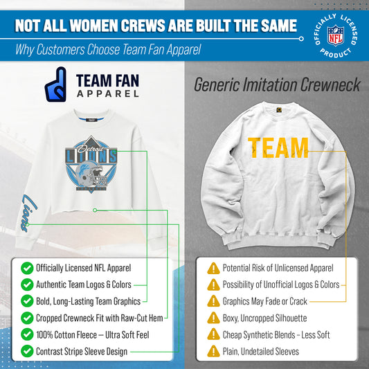 Detroit Lions  Women's Franchise Helmet Cut Crop Crewneck - White