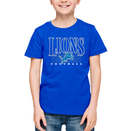 Detroit Lions NFL Youth Overtime Blueprint Football T-Shirt Unisex Tag Free Comfortable - Royal