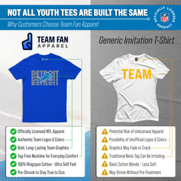 Detroit Lions NFL Youth Repeating Logo Football T-Shirt Unisex Tag Free Comfortable - Royal