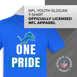 Detroit Lions NFL Youth Team Slogan Short Sleeve Lightweight T Shirt - Royal