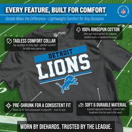 Detroit Lions NFL Youth Short Sleeve Charcoal T Shirt - Charcoal