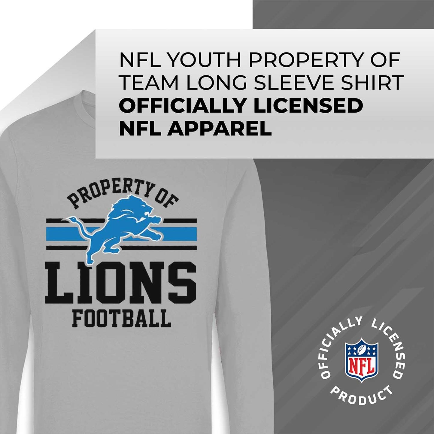 Detroit Lions NFL Youth Property Of Crew Sweatshirt - Sport Gray