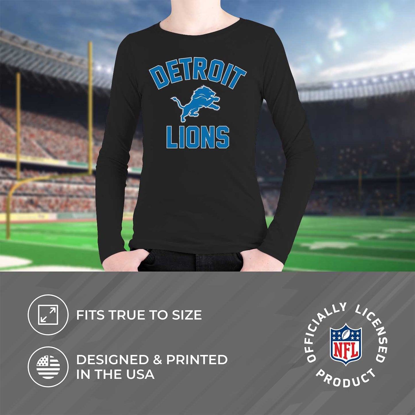 Detroit Lions NFL Youth Gameday Crewneck Sweatshirt - Black