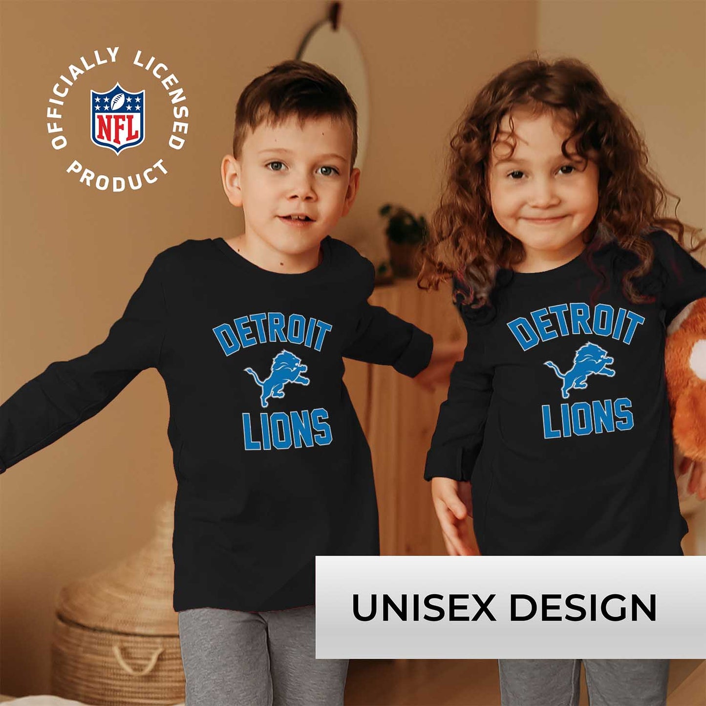 Detroit Lions NFL Gameday Youth Football Long Sleeve Shirt - Black