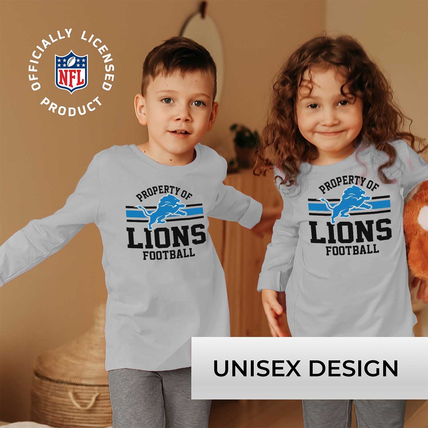 Detroit Lions NFL Youth Property Of Long Sleeve Lightweight T Shirt - Sport Gray