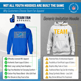 Detroit Lions NFL Youth Repeating Logo Football Fleece Hooded Sweatshirt - Royal