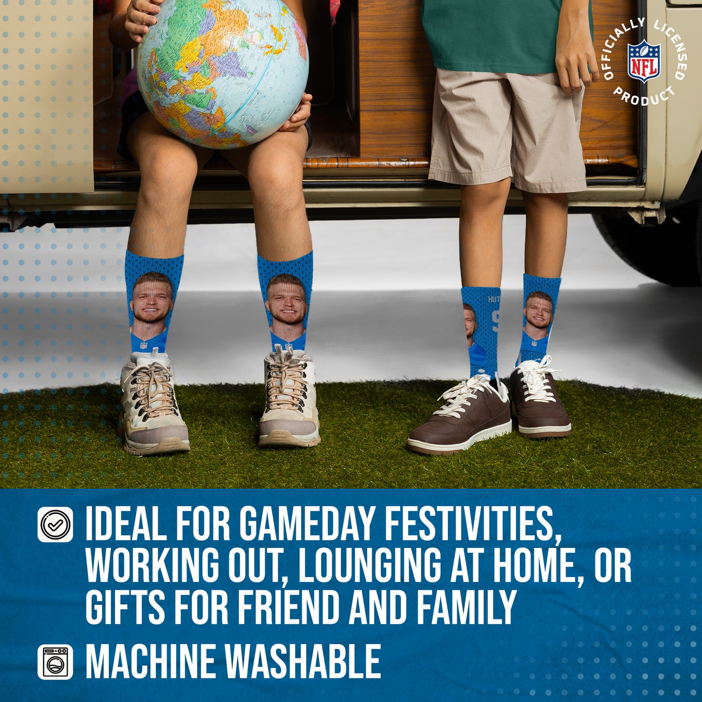 Detroit Lions NFL Youth Roster Player Crew Socks - Blue #14