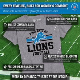 Detroit Lions NFL Womens Short Sleeve Property of Tshirt - Gray