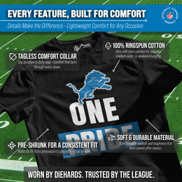 Detroit Lions NFL Adult Team Slogan Unisex T-Shirt - Black