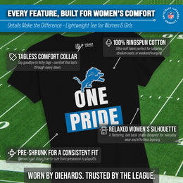 Detroit Lions NFL Womens Team Slogan Short Sleeve Tshirt - Black
