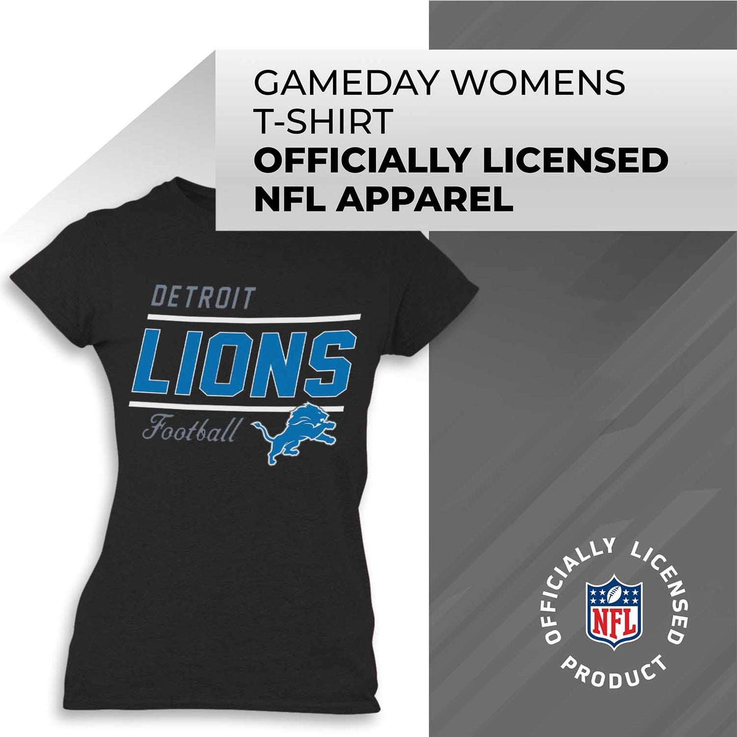Detroit Lions NFL Womens Plus Size Relaxed Fit T-Shirt - Black