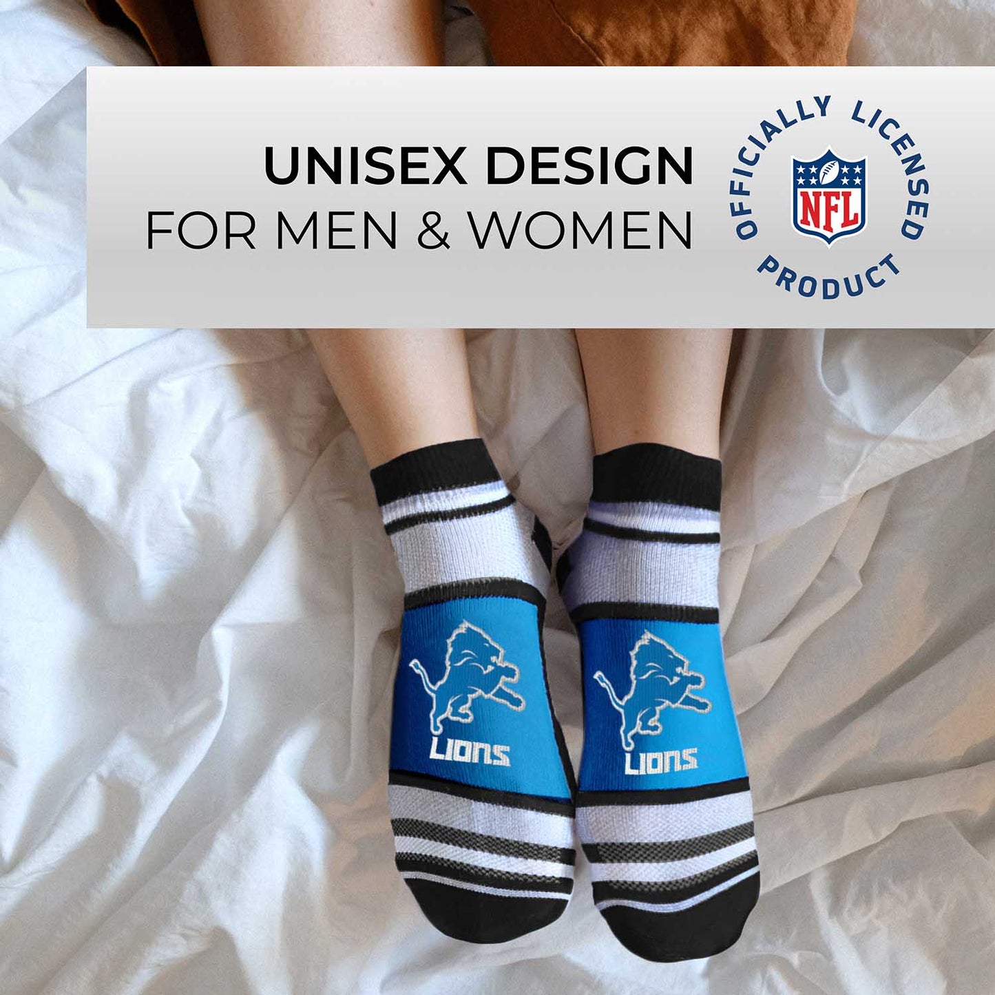 Detroit Lions Adult Marquis Addition No Show Socks - Blue