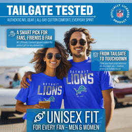 Detroit Lions Adult NFL Diagonal Fade Color Block T-Shirt - Royal