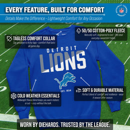 Detroit Lions Adult NFL Diagonal Fade Color Block Crewneck Sweatshirt - Royal