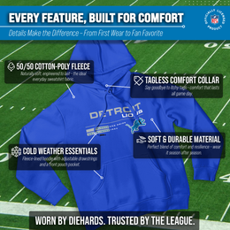 Detroit Lions Adult NFL Speed Stat Sheet Fleece Hooded Sweatshirt - Royal