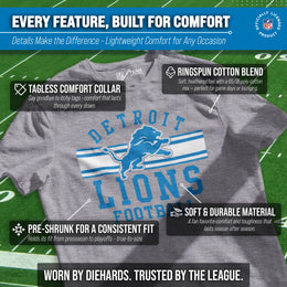 Detroit Lions NFL Adult Short Sleeve Team Stripe Tee - Sport Gray