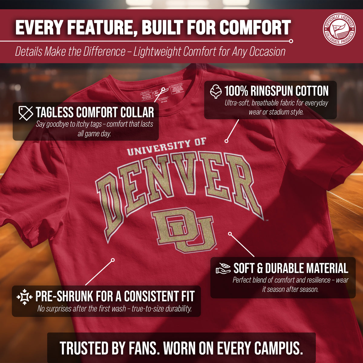 Denver Pioneers NCAA Adult Gameday Cotton T-Shirt - Maroon