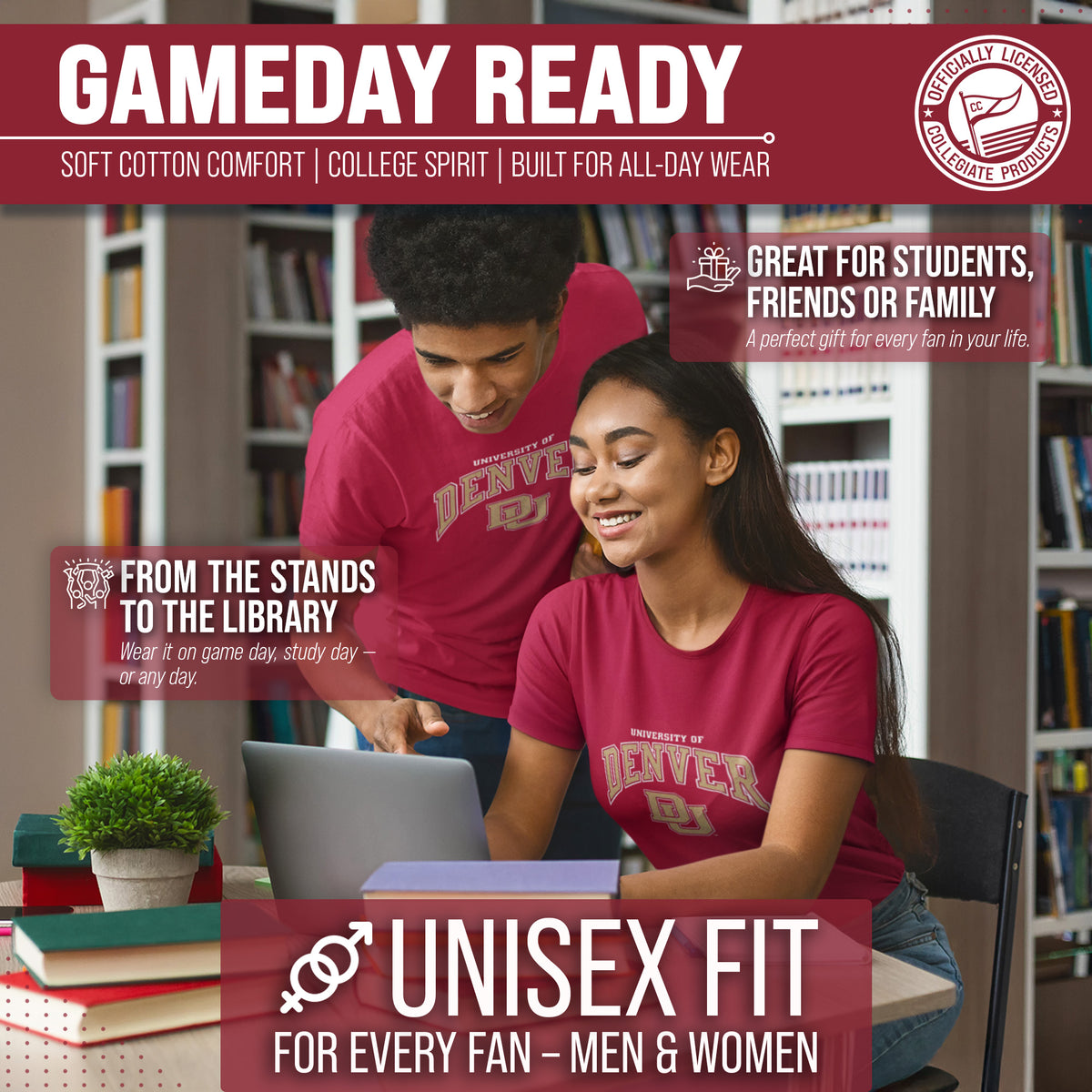 Denver Pioneers NCAA Adult Gameday Cotton T-Shirt - Maroon