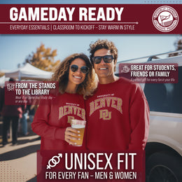 Denver Pioneers Adult Arch & Logo Soft Style Gameday Crewneck Sweatshirt - Maroon